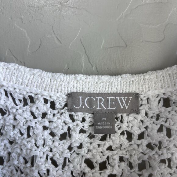 J. Crew Crochet Tank Top Womens Medium White Pointelle Knit Boho Beachy New - Picture 5 of 8
